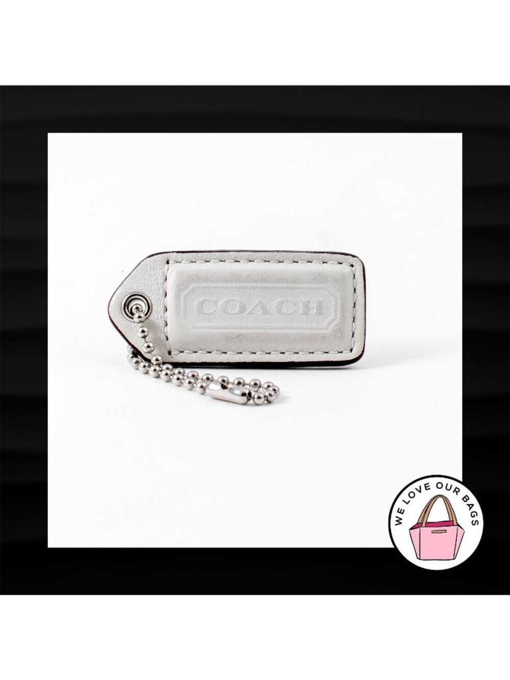 2" Medium COACH IVORY BROWN LEATHER KEY FOB BAG CHARM KEYCHAIN HANGTAG TAG